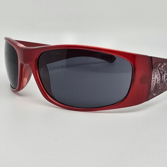 Harley Davidson HDS 5001 BU-3 Gloss Red Frame Grey Lens Sunglasses w/ Case 63mm - Picture 3 of 16